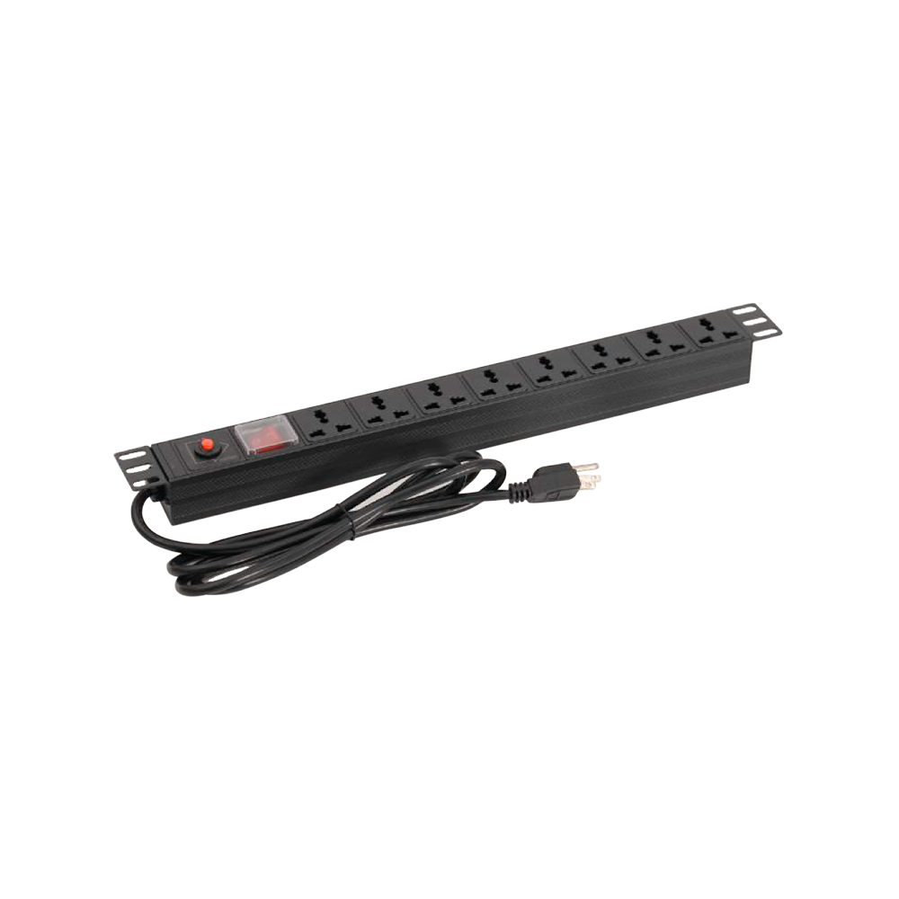 Multitoma electrica horizontal, 8 tomas con linea a tierra. (US Standard)